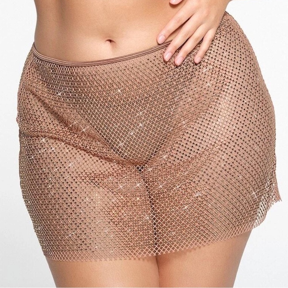 SKIMS X SWAROVSKI Stretch Net Crystal-Embellished Mini Skirt